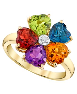 Multi-Gemstone (4-3/10 ct. t.w.) and Diamond Accent Ring in 10k Yellow Gold