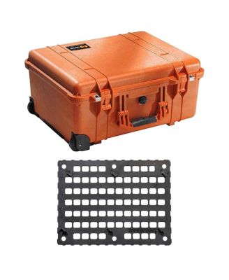 1560 Watertight Hard Case with Cubed Foam Interior and Wheels - with Pelican 1560mp Molle panel case lid org