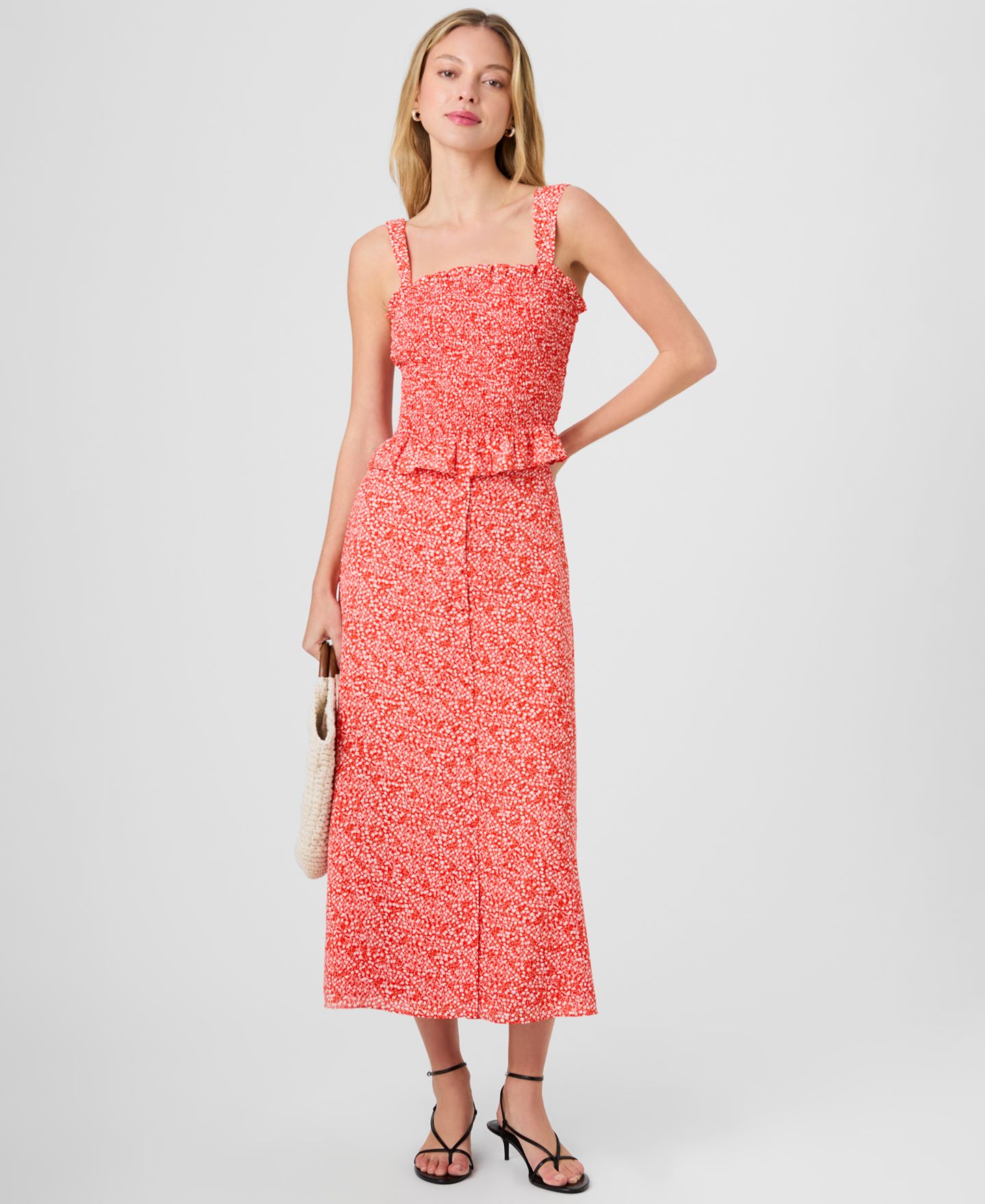 Женский топ French Connection Floral Print Smocked, цвет: Candied Apple — фото 2
