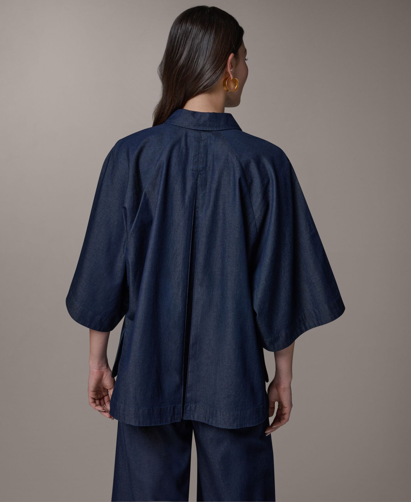 Женская рубашка Donna Karan Weekend Bali Dolman Denim Button-Down Cotton, цвет: The Dutchess — фото 2