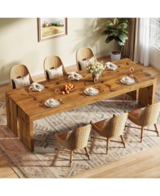 78.7-Inch Solid Wood Dining Table, Farmhouse Kitchen Table for 6-8 People
