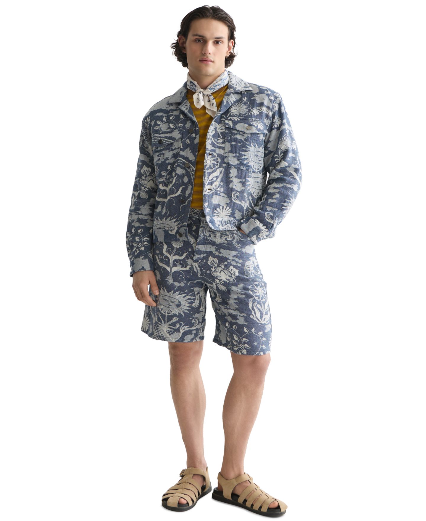 Мужские шорты SCOTCH & SODA Delfts Blauw Printed Jacquard, цвет: Синий — фото 2