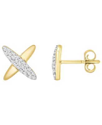Diamond X Shape Earrings (1/10 ct. t.w.) in 10k Yellow Gold