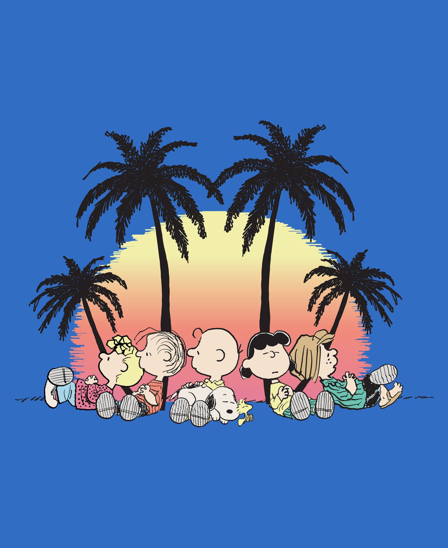 Men's Snoopy Peanuts Tropical Palm Tree Sleeveless Graphic T-Shirt