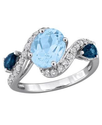 Sky Blue Topaz (2-1/2 ct. t.w.), London Blue Topaz (1/2 ct. t.w.) & White Topaz (5/8 ct. t.w.) Ring in Sterling Silver (Also Available in Citrine)