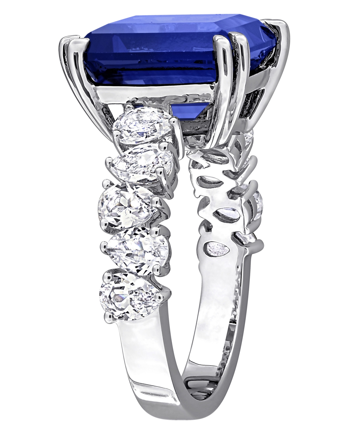 Macy's Lab Grown Blue Sapphire (5 ct. t.w.) & White (2-1/5 Ring Sterling Silver (Also Available Ruby)