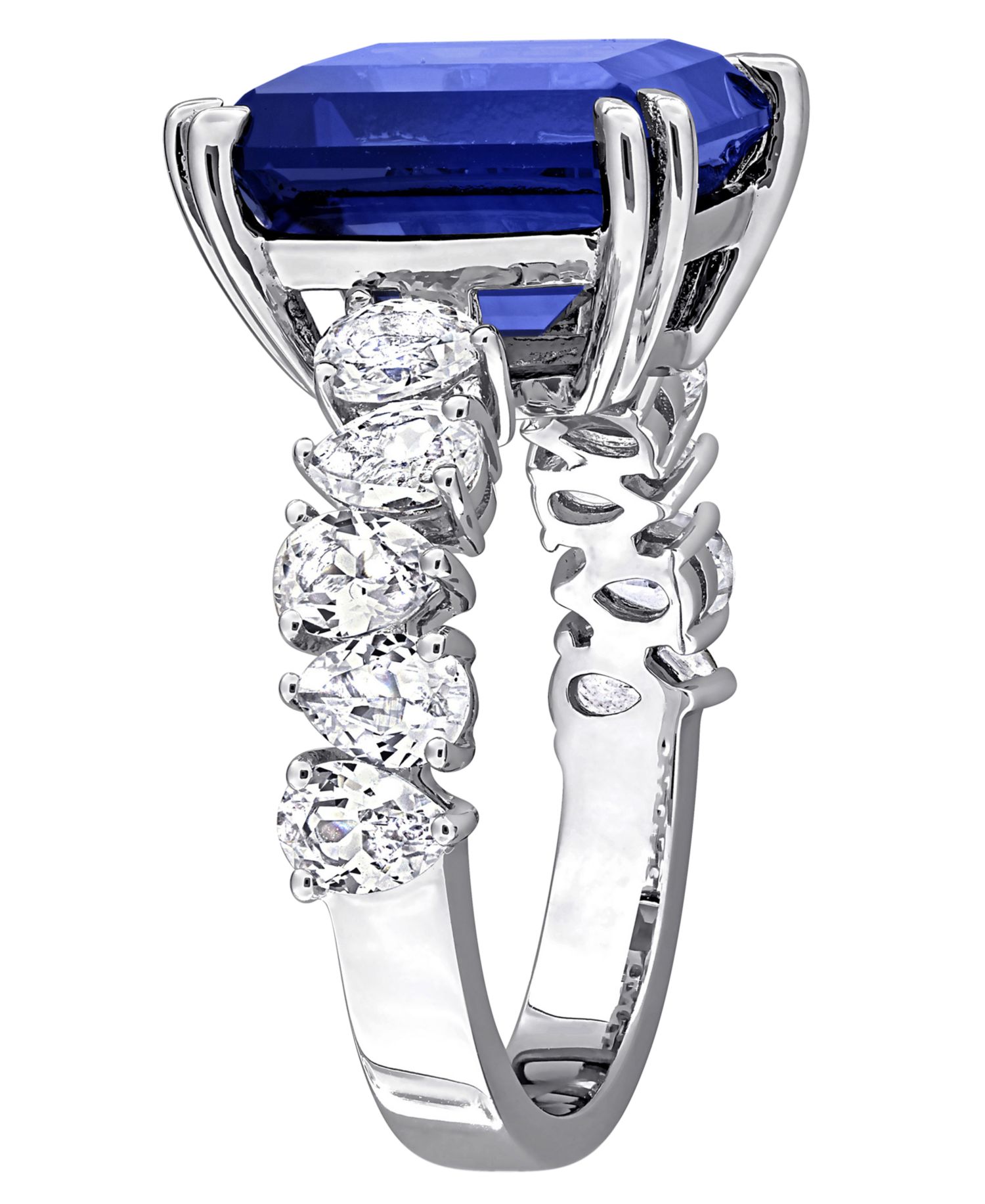 Lab Grown Blue Sapphire (5 ct. t.w.) & Lab Grown White Sapphire (2-1/5 ct. t.w.) Ring in Sterling Silver (Also Available in Ruby)