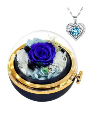 Preserved Real Rose Heart Necklace Couple Mother Gift