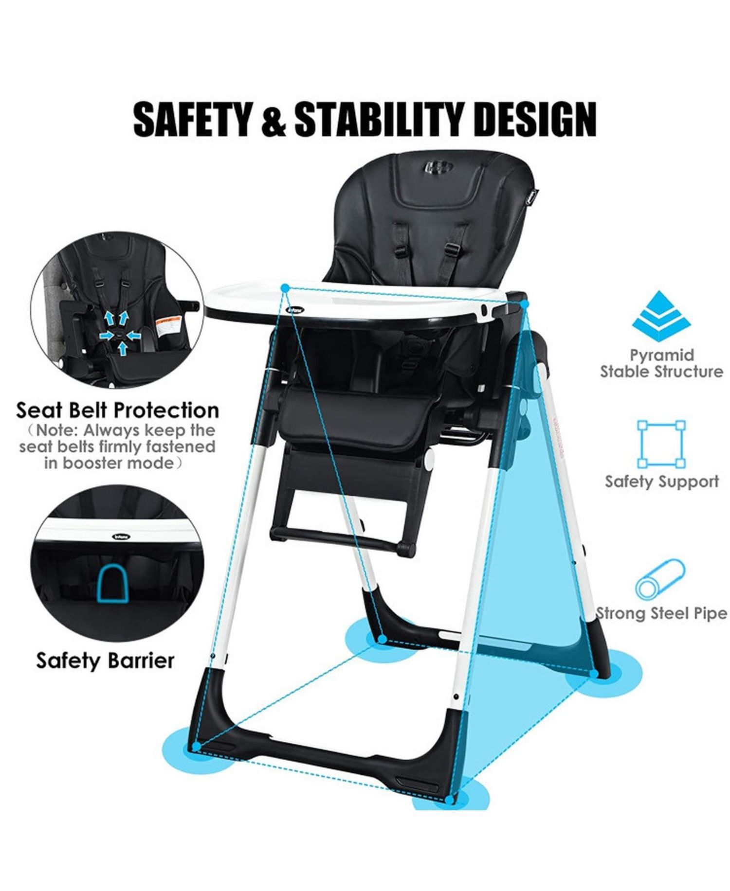 4-in-1 Convertible Highchair and Booster Seat with Height Adjustment