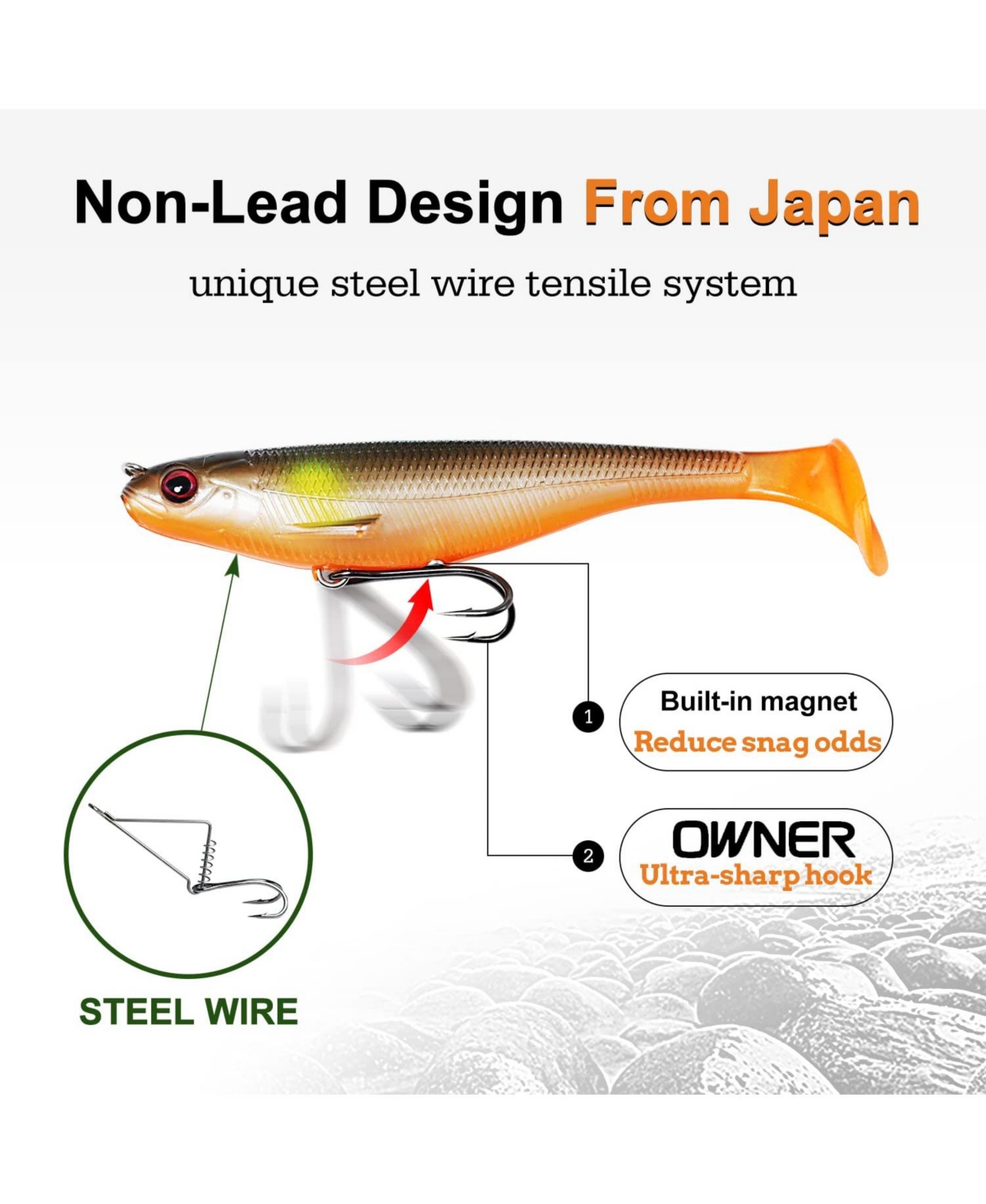 Gnuadz Easy Catch Pre-rigged Soft Swimbaits Vibrating Action Bass Fishing Lures