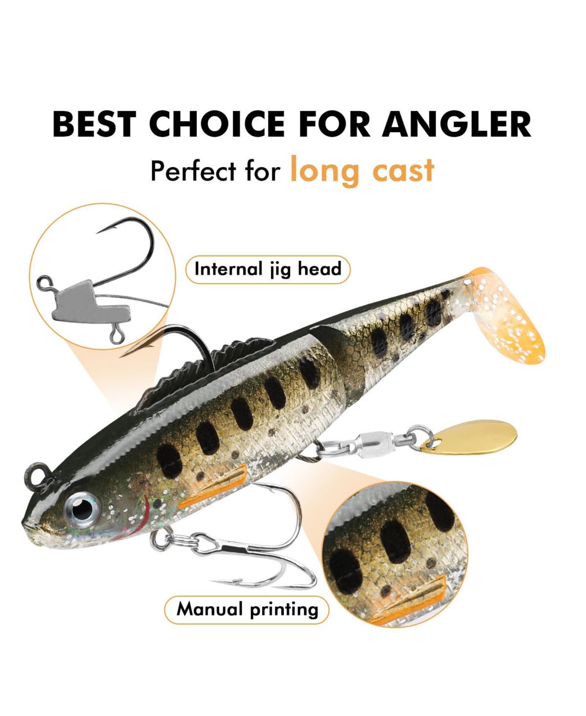 Gnuadz Easy Catch Pre-rigged Soft Swimbaits Vibrating Action Bass Fishing Lures