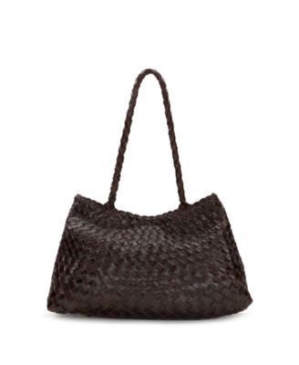 Cheri Large Woven Leather Satchel Handbag