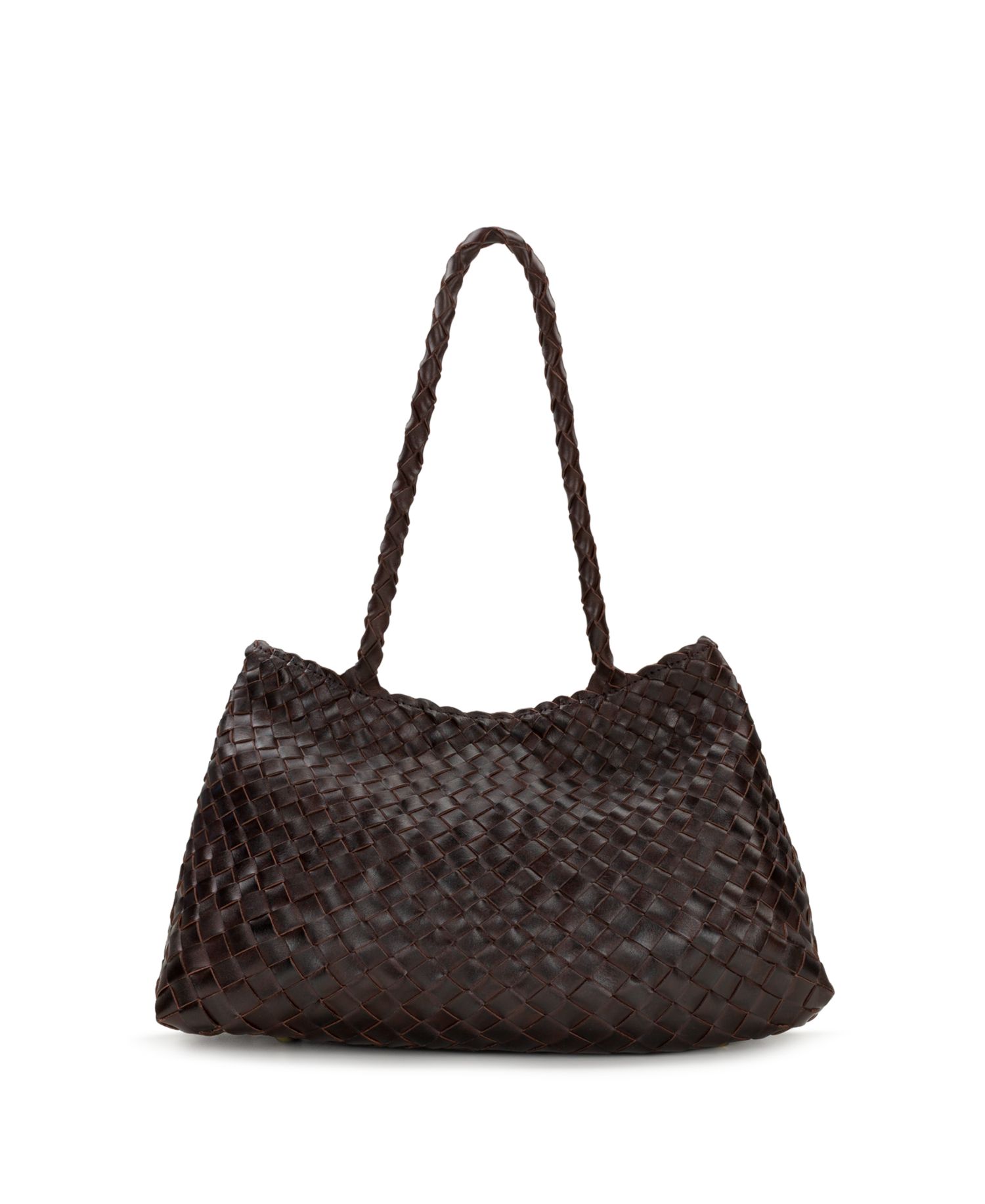 Cheri Large Woven Leather Satchel Handbag