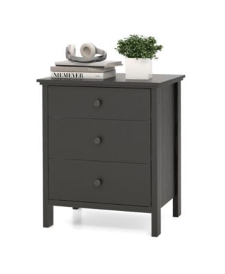 Modern Wooden Nightstand with Three Storage Drawers