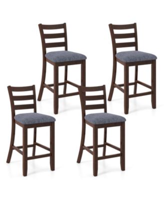 Bar Stools Set of 4 Upholstered Counter Height Barstools with Padded Seat Footrest and Backrest Farmhouse