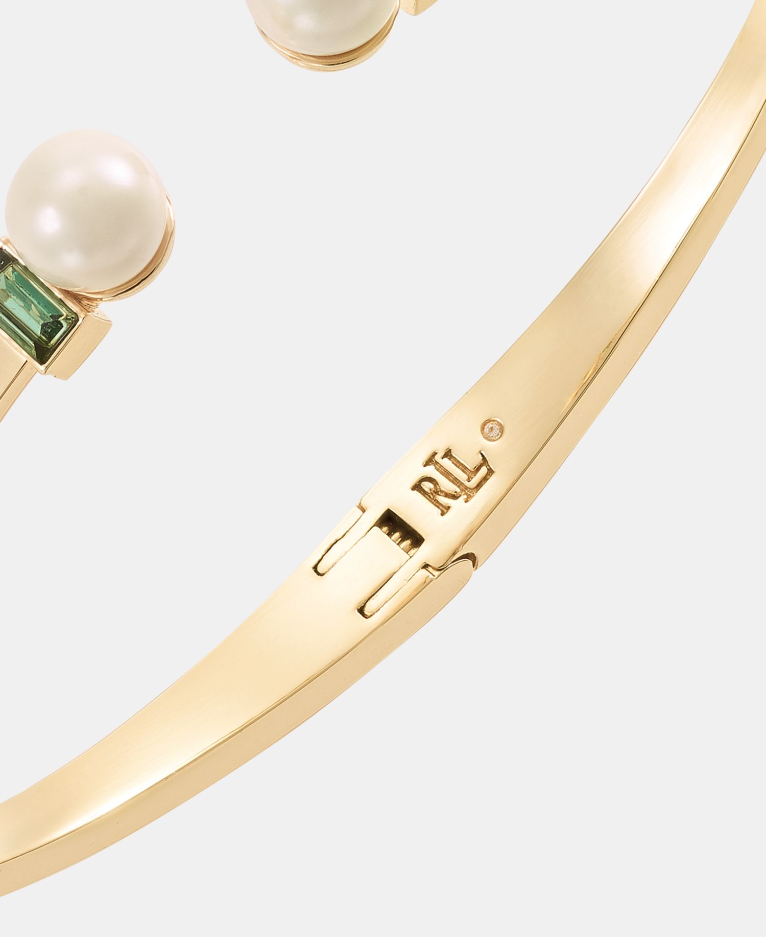 Baguette Stone & Imitation Pearl Cuff Bracelet