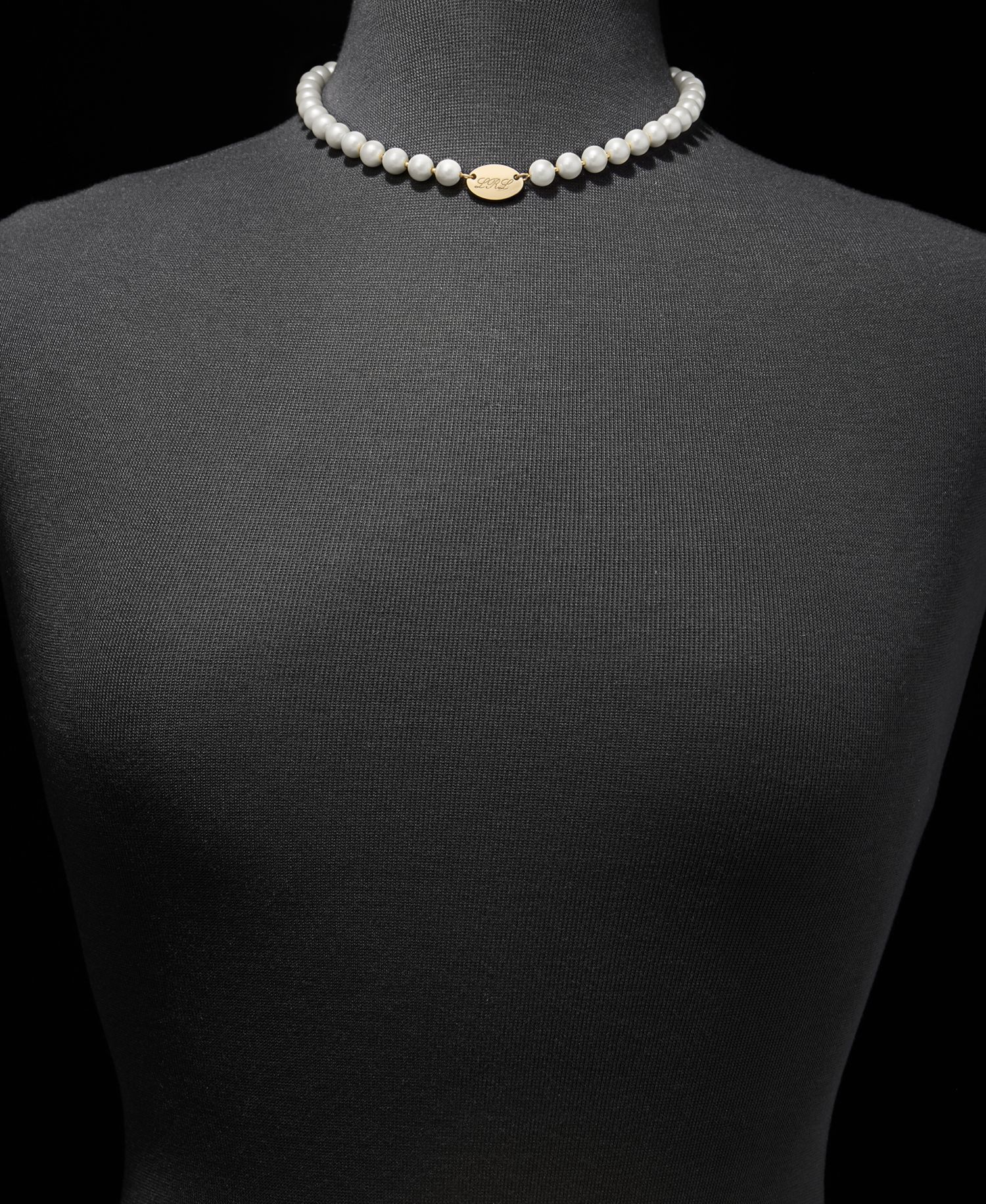 Imitation Pearl Logo 16" Collar Necklace