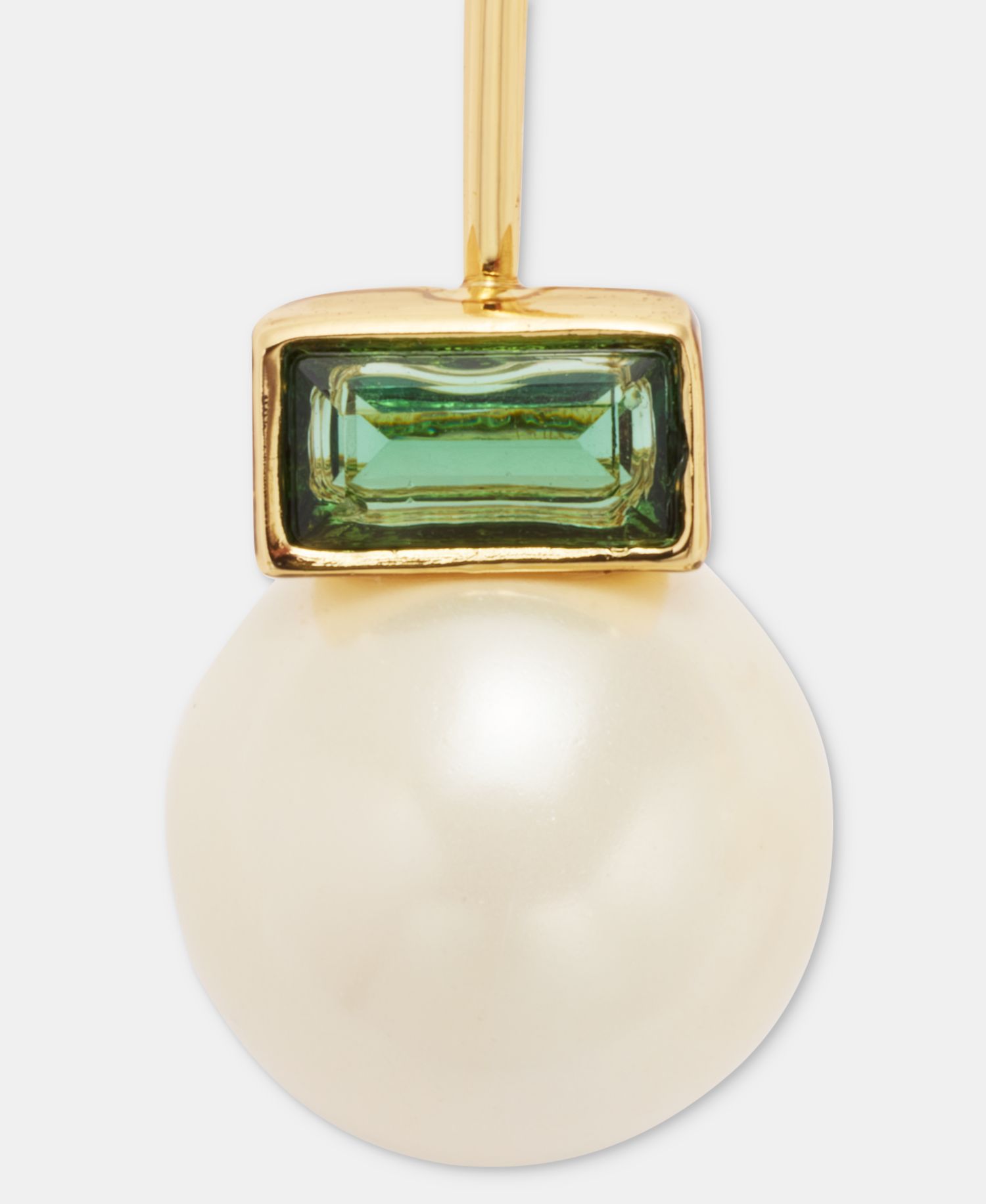 Baguette Stone & Imitation Pearl Drop Earrings