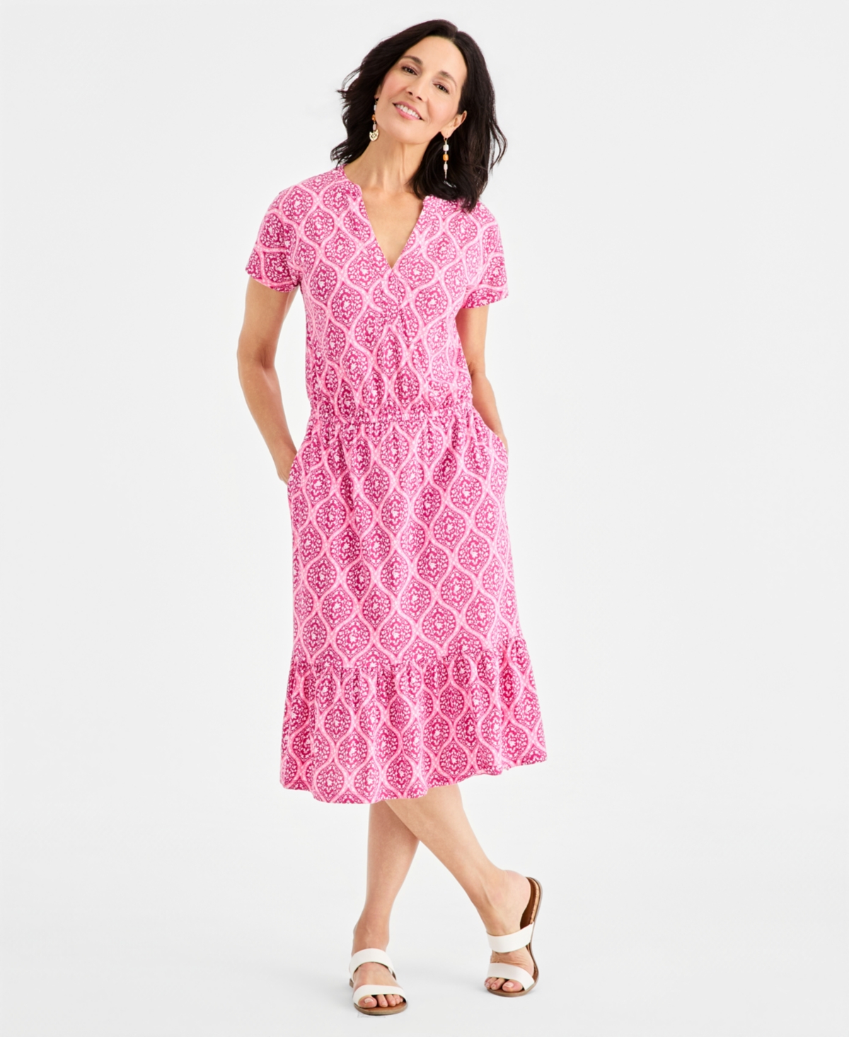 Style & Co Women's Printed Short-Sleeve Knit Dress, Macy's Exclusive
