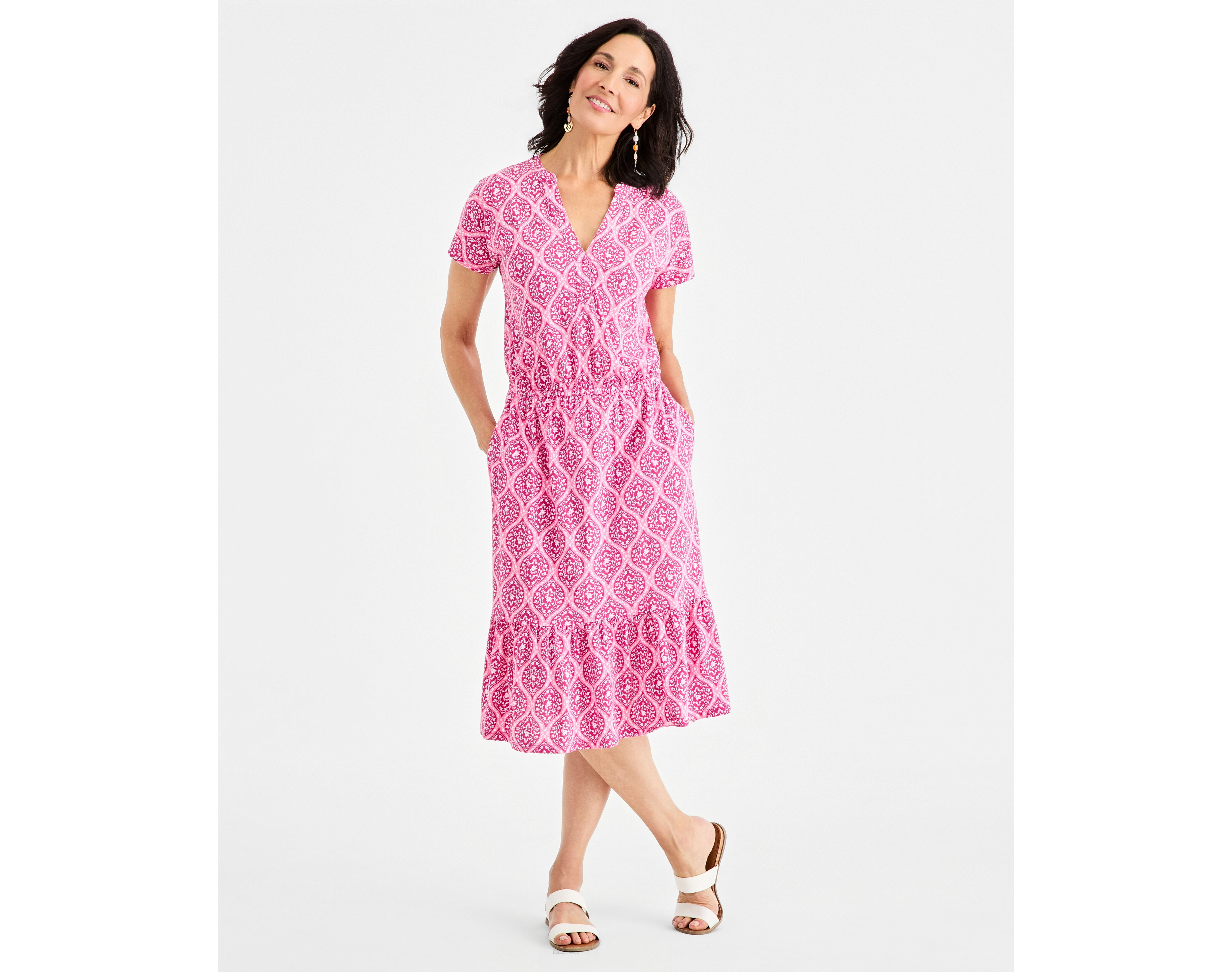 Style & Co Women's Printed Short-Sleeve Knit Dress, Macy's Exclusive