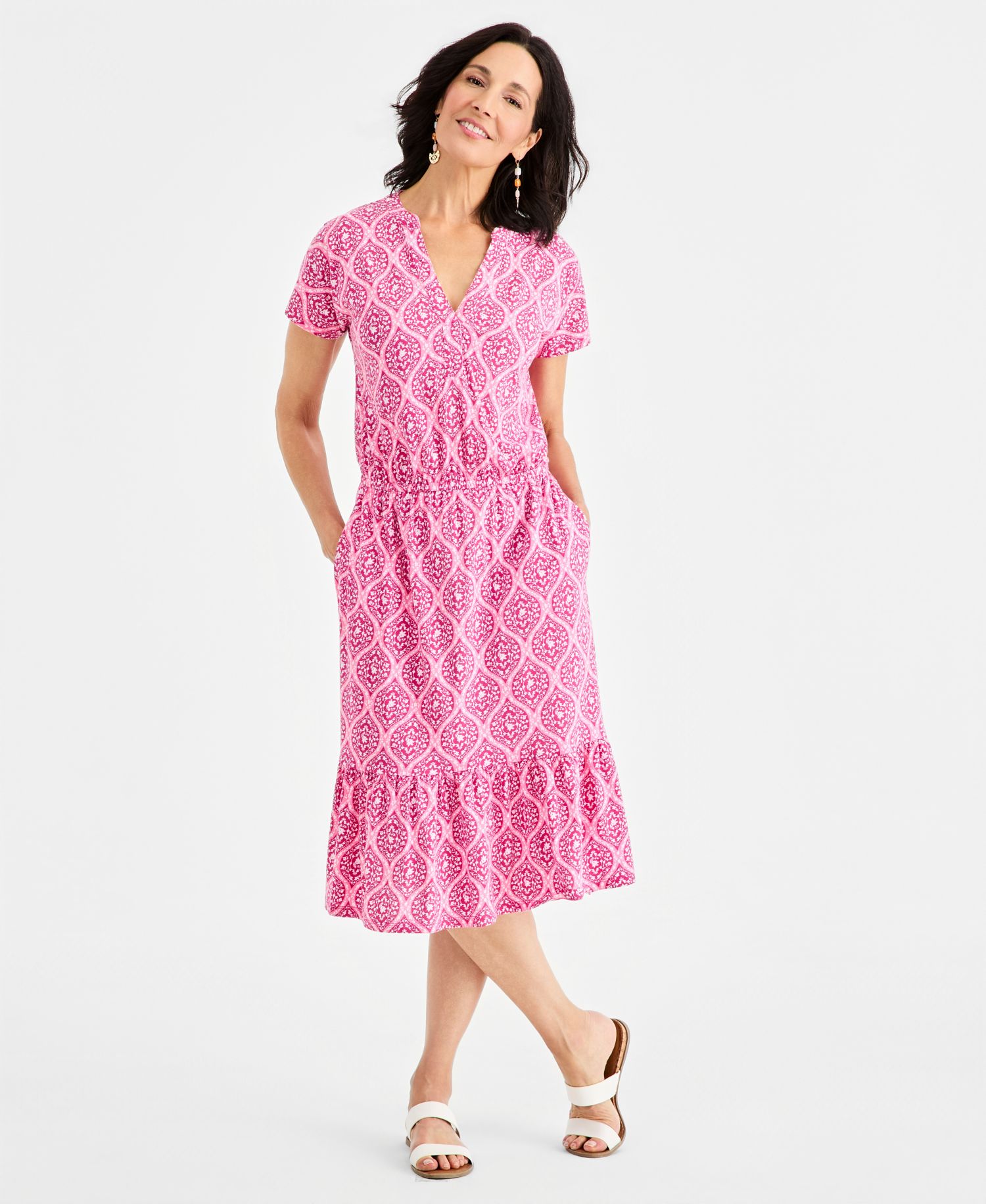 Women's Printed Short-Sleeve Knit Dress