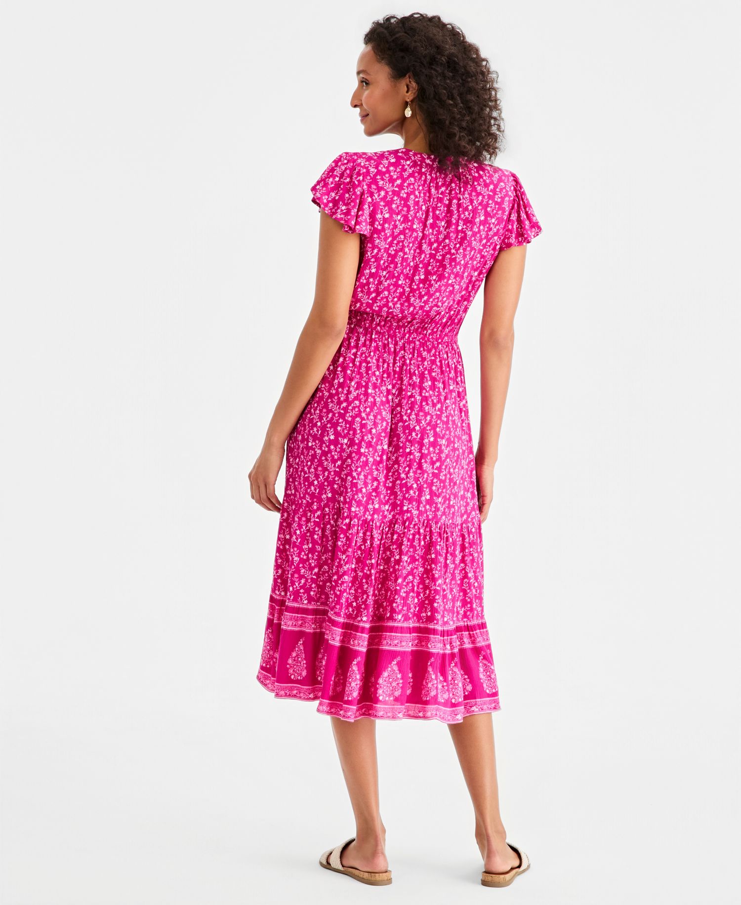 Petite Printed Tiered Midi Dress