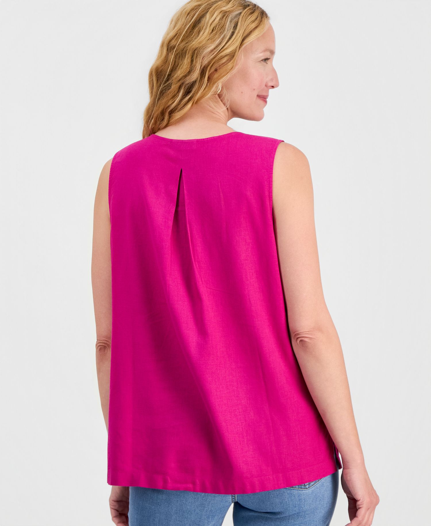 Women's Sleeveless Linen V-Neck Tunic
