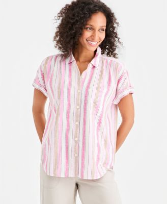 Women's Striped Linen Camp Shirt