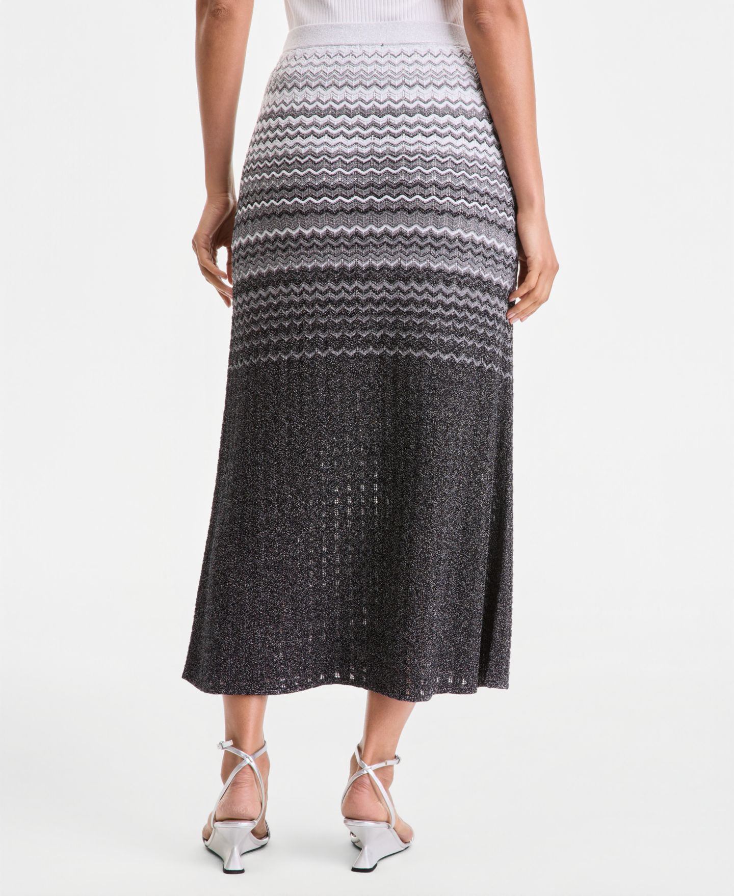 Женская юбка I.N.C. International Concepts Ombre Sweater Skirt, цвет: Чёрный серебряный комбинированный — фото 2