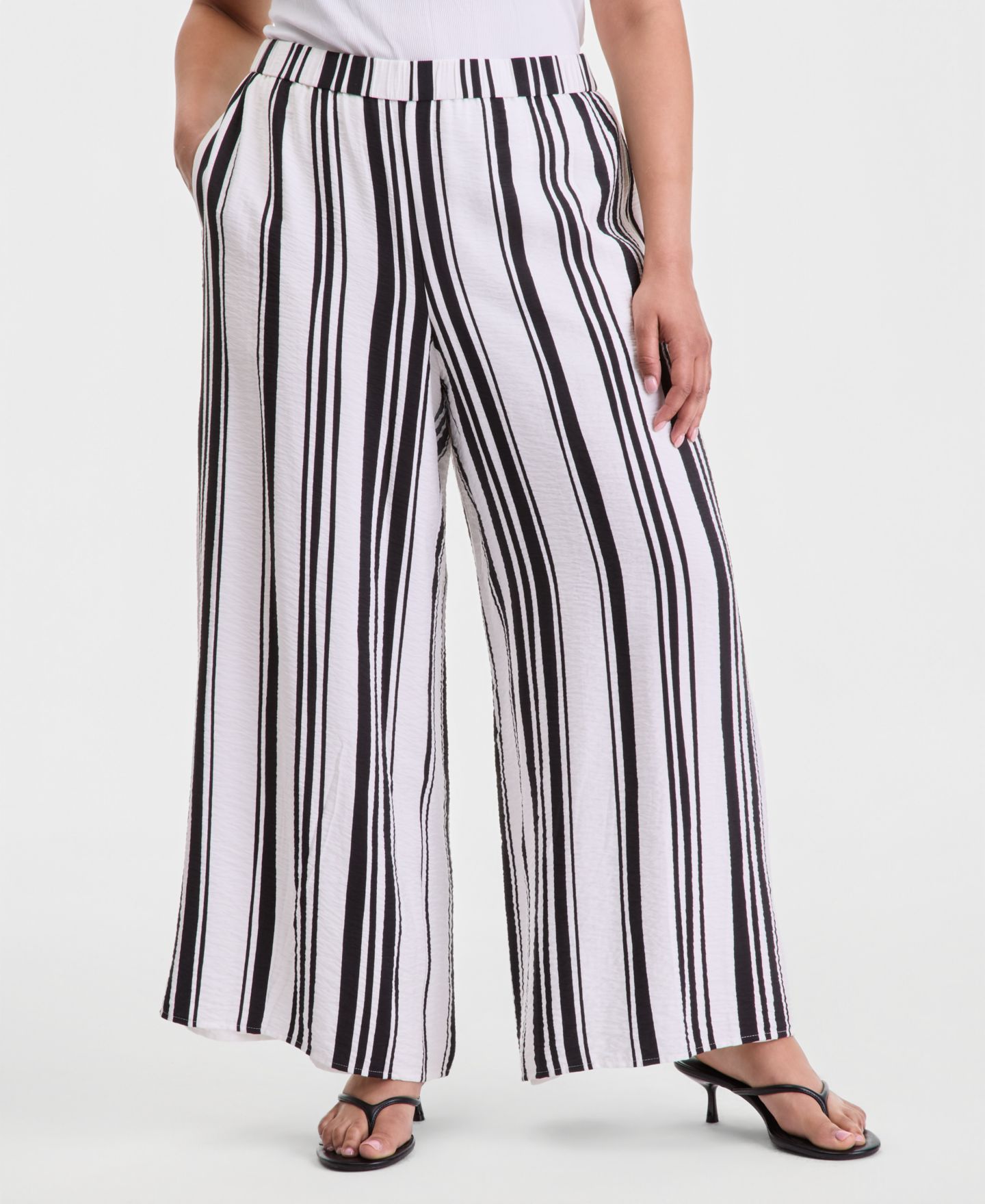 Женские брюки I.N.C. International Concepts Plus Size Striped High-Rise Wide-Leg, цвет: Полосатый — фото 2