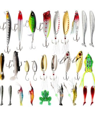 27-piece Fishing Lures Kit Hard Soft Bait Crankbaits Gift Box Tackle