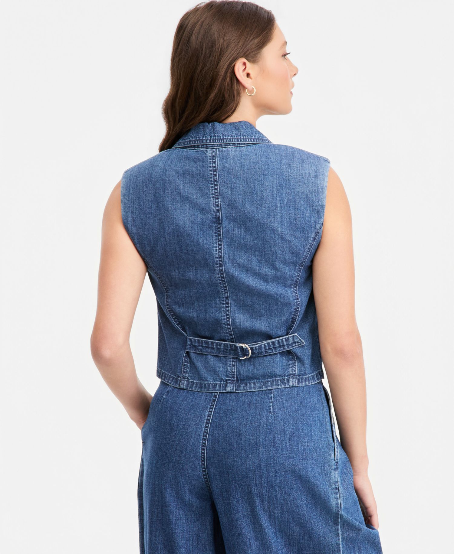 Women's Cropped Denim Vest