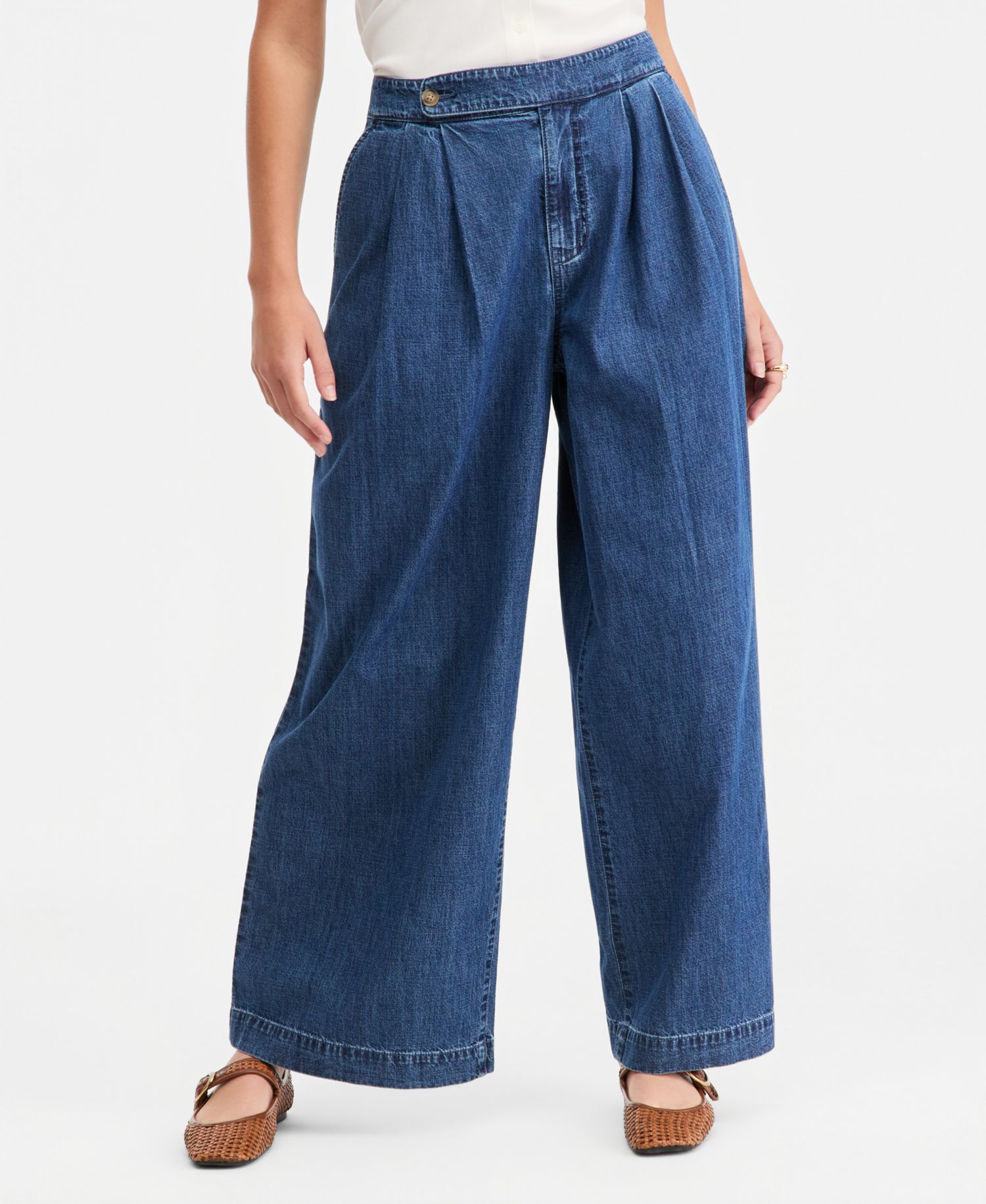 Women's Denim High Rise Wide Leg Trouser Jeans