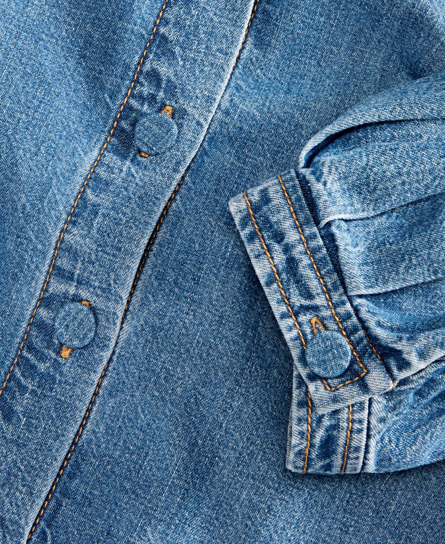 Women's Cotton Puffed-Sleeve Denim Shirt