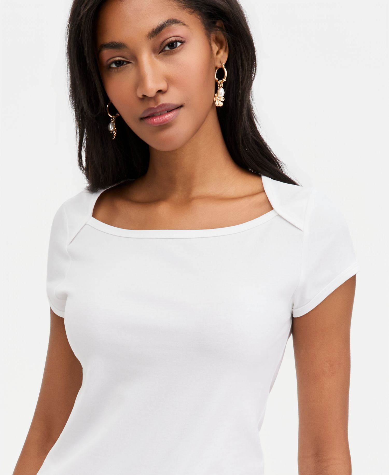 Women's Micro Rib Boatneck Cap Sleeve Top