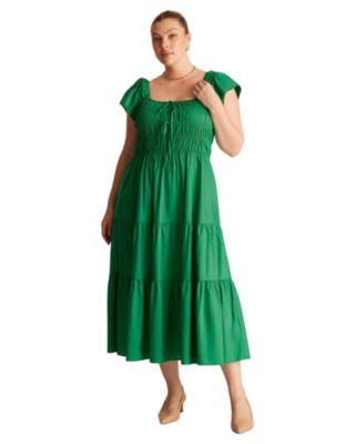Women's Alana Cotton Tiered Fit Flare Midi Dress