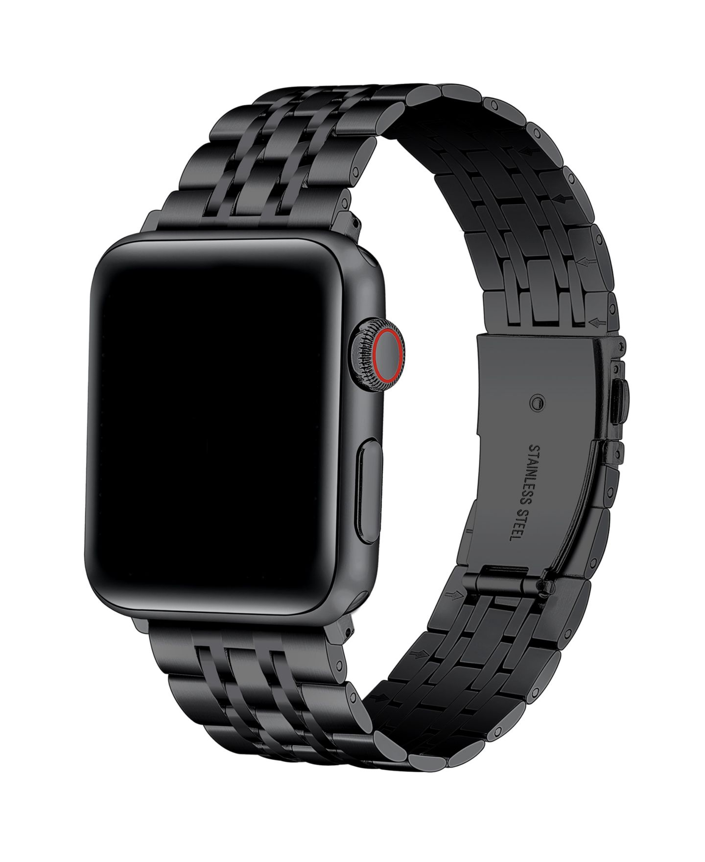 Ремешок для часов Posh Tech Black Stainless Steel Band with Links for Apple Watch, цвет: Чёрный — фото 1