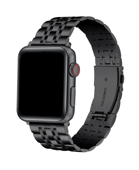 Posh Tech Black Stainless Steel Band with Links for Apple Watch