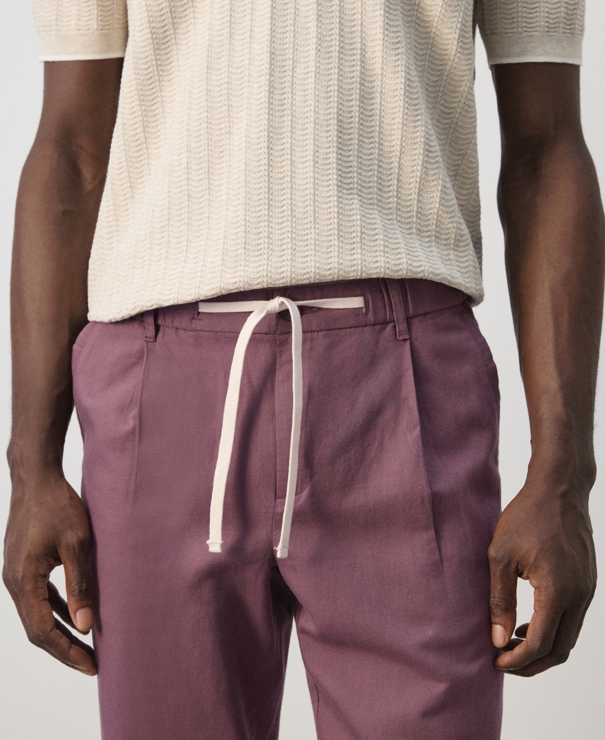 Mango Men's Slim-Fit Cropped Cotton-Linen Pants