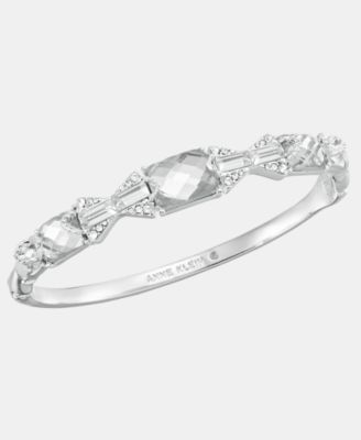 Silver-Tone Boxed Crystal Baguette Stone Hinge Bracelet