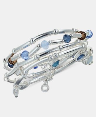 Silver-Tone 4-Pc. Colored Shaky Stone Stretch Bracelets