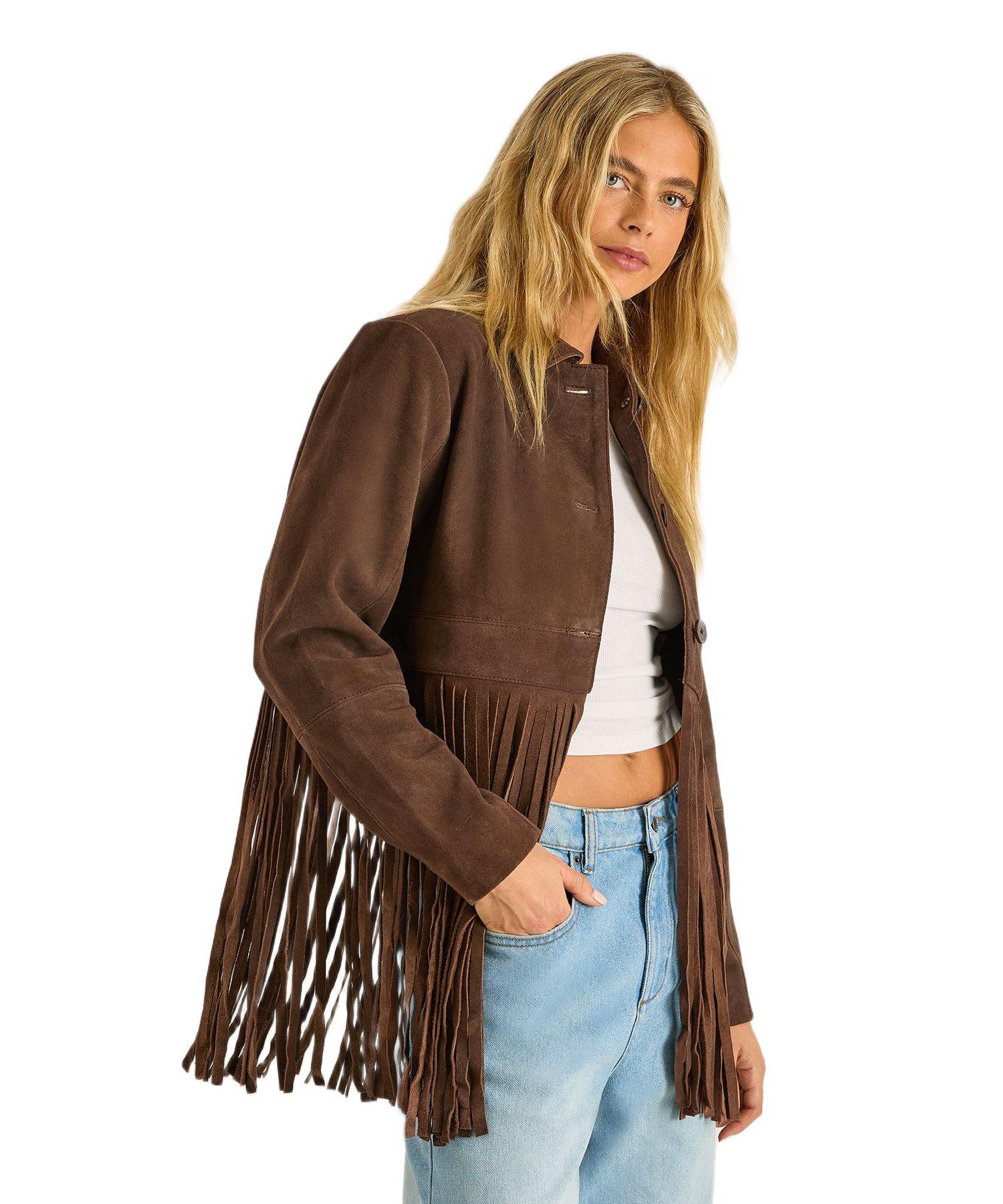 Women's Real Suede Fringe Jacket
