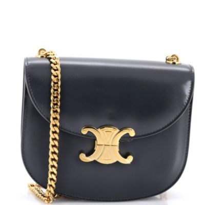 Triomphe Besace Clea Chain Flap Bag Leather