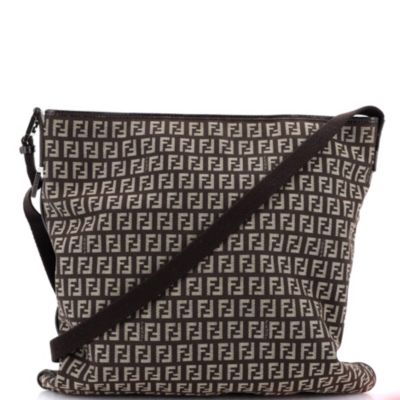 Pre-Owned Fendi Medium Vintage Zip Messenger Bag Zucchino Canvas
