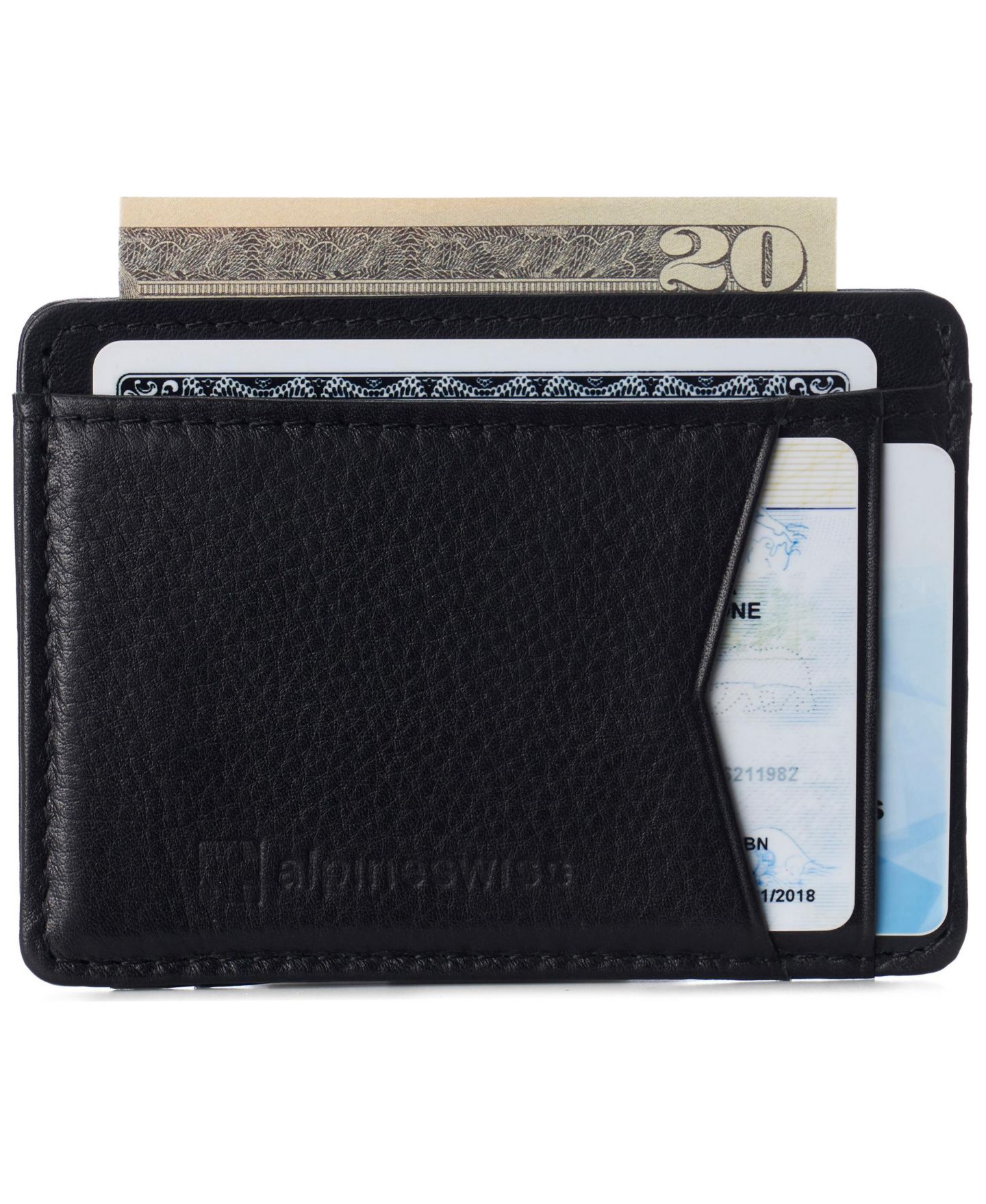 Мужской кошелёк Alpine Swiss Men RFID Safe Minimalist Front Pocket Wallet Leather Thin Card Case, цвет: Чёрный, вариант 1 — фото 8