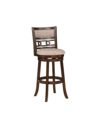 Gia 29" Solid Wood Swivel Bar Stool with Fabric Seat