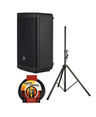 EON710 10" 1300W Powered Portable PA Speaker with Bluetooth and DSP Bundle with Speaker Stand, 20-Foot Microphone XLR Cable M to F