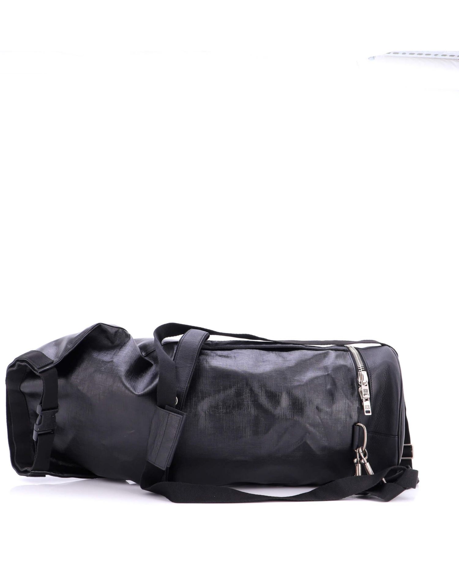Large Jaw Bag Coated Canvas with Leather