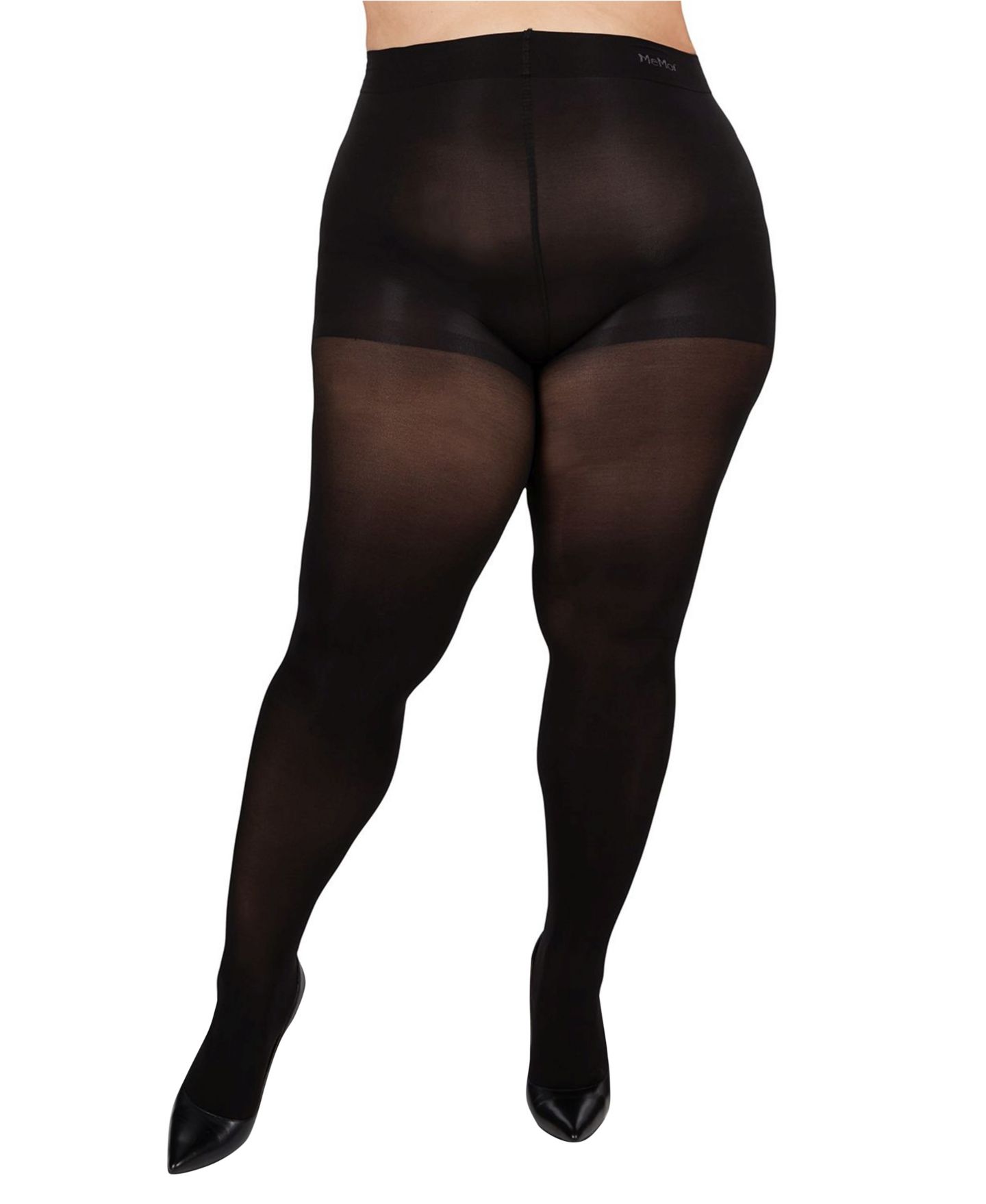 Женские колготки MeMoi Plus Size Microfiber Opaque Curvy Control Top Tights, цвет: Чёрный — фото 2
