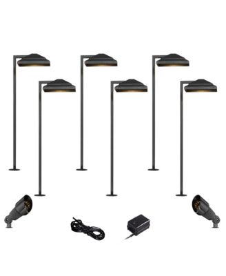 Basset High Modern 10-Piece Outdoor Landscape Path and Spot Light Set Porch LED Bulb Textured Finish